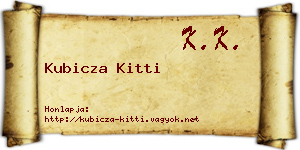 Kubicza Kitti névjegykártya